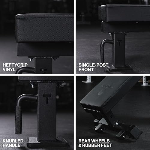 Miniatura 3 de Titan Fitness TITAN Series Banco plano de un solo poste, clasificado 1,200 libras, almohadilla de vinilo HeftyGrip de 4 pulgadas de grosor, banco