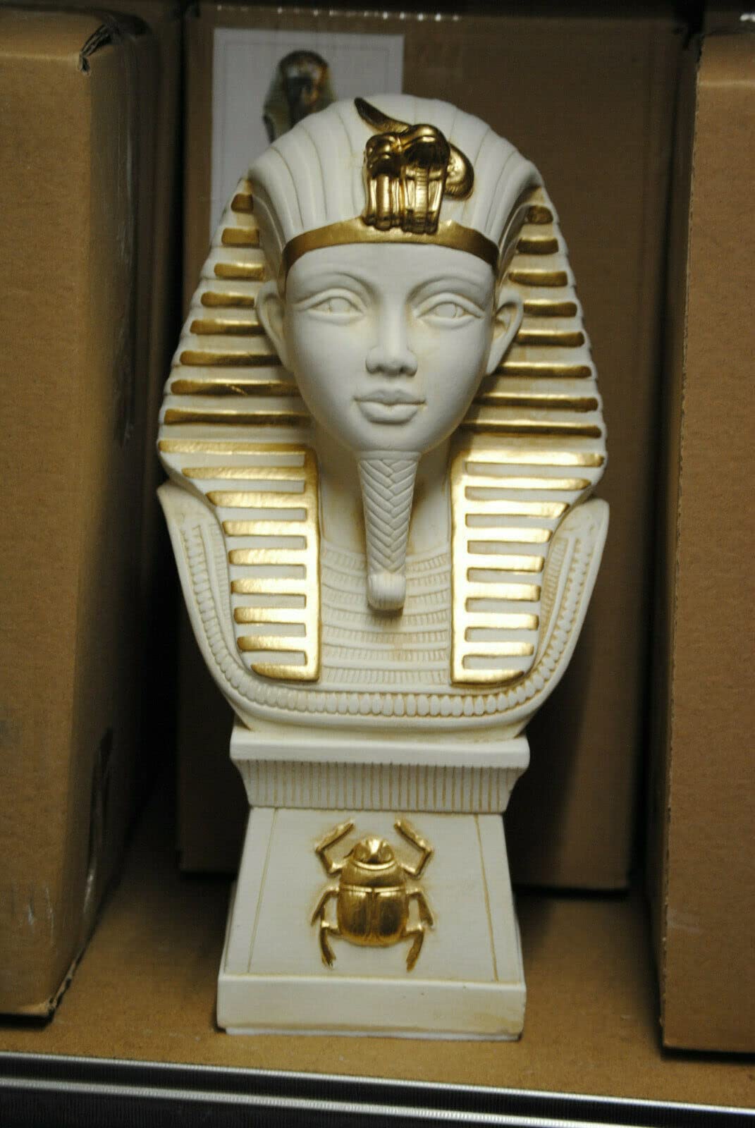 Ägyptische Groß Figur Tutenchamun Büste Pharao 2860-108, Creme