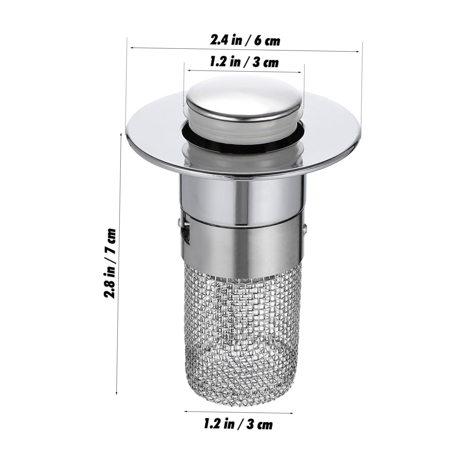 Mikinona Tapón de Fregadero con Filtro Integrado Push Tipo Rebote Abs y Acero Inoxidable Antióxido y Antipérdidas para Baño y Cocina Instalación sin Herramientas