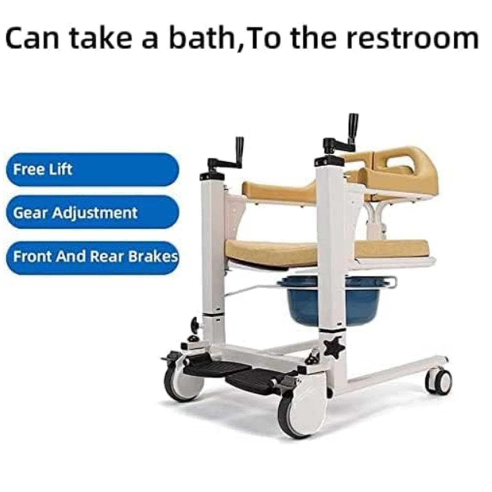 Silla De Transferencia De Pacientes 4 En 1 con Asiento Dividido De 180 ° Silla De Elevación De Dirección Flexible De 360 °, Silla De Ruedas Elevadora De Transferencia para Personas
