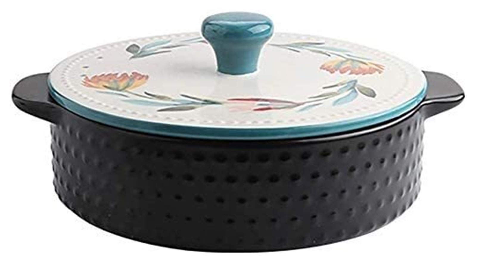 Cacerola clásica de cerámica refractaria con tapa, olla para sopa, olla de cerámica para el hogar, olla de estofado pequeña resistente al calor de gran capacidad, cacerola de cerámica para la cocina