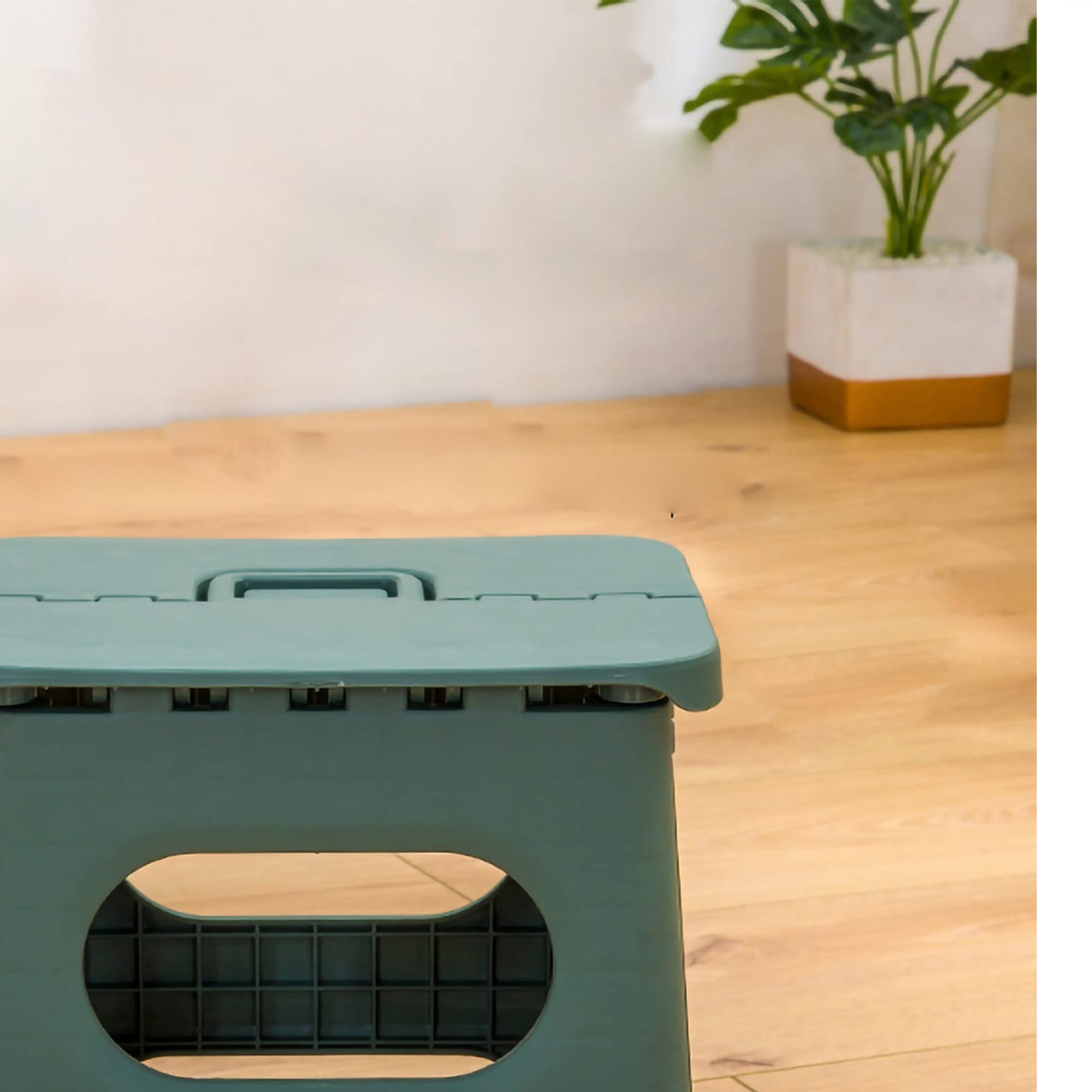 Folding Step Step Portable 28x24x22 cm Plastic Space Saving and Stable Step for Adults and Children with Folding Mechanism Portable Footstool for Home and (Light Green) - Image 4