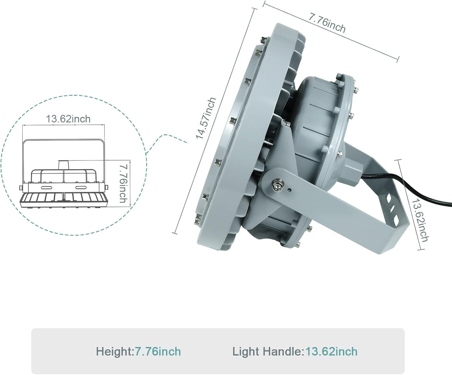 LED Explosion Proof Light UL844 Certified 200W 27000LM(800W HPS Eqv.), Class I Division II Hazardous Locations Luminaires High Bay Lighting for Oilfield Gas Station 100-277V, IP66 B3 Series