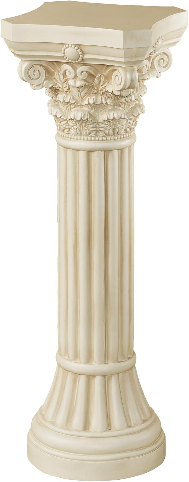 Touch of Class Corinthian Column Pedestal - Ivory Wash - Indoor Outdoor Statue Display - Pillar Stand for Plants and Sculptures - Large Size - 31 H - Weighs 16 lbs