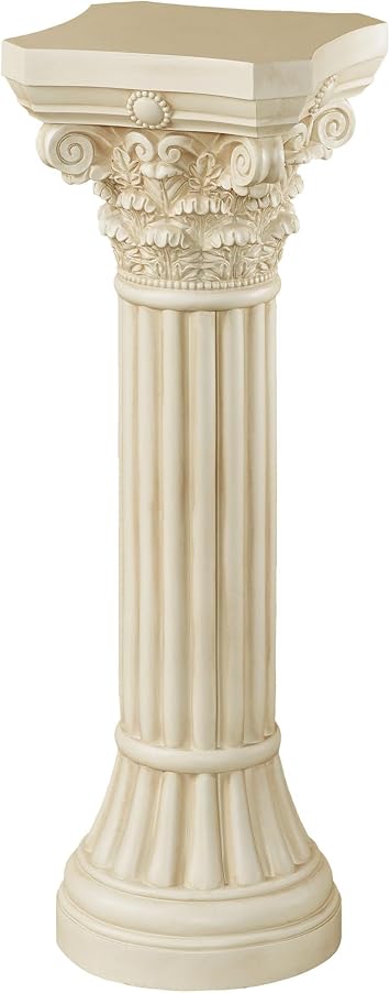 Touch of Class Corinthian Column Pedestal - Ivory Wash - Indoor Outdoor Statue Display - Pillar Stand for Plants and Sculptures - Large Size - 31 H - Weighs 16 lbs