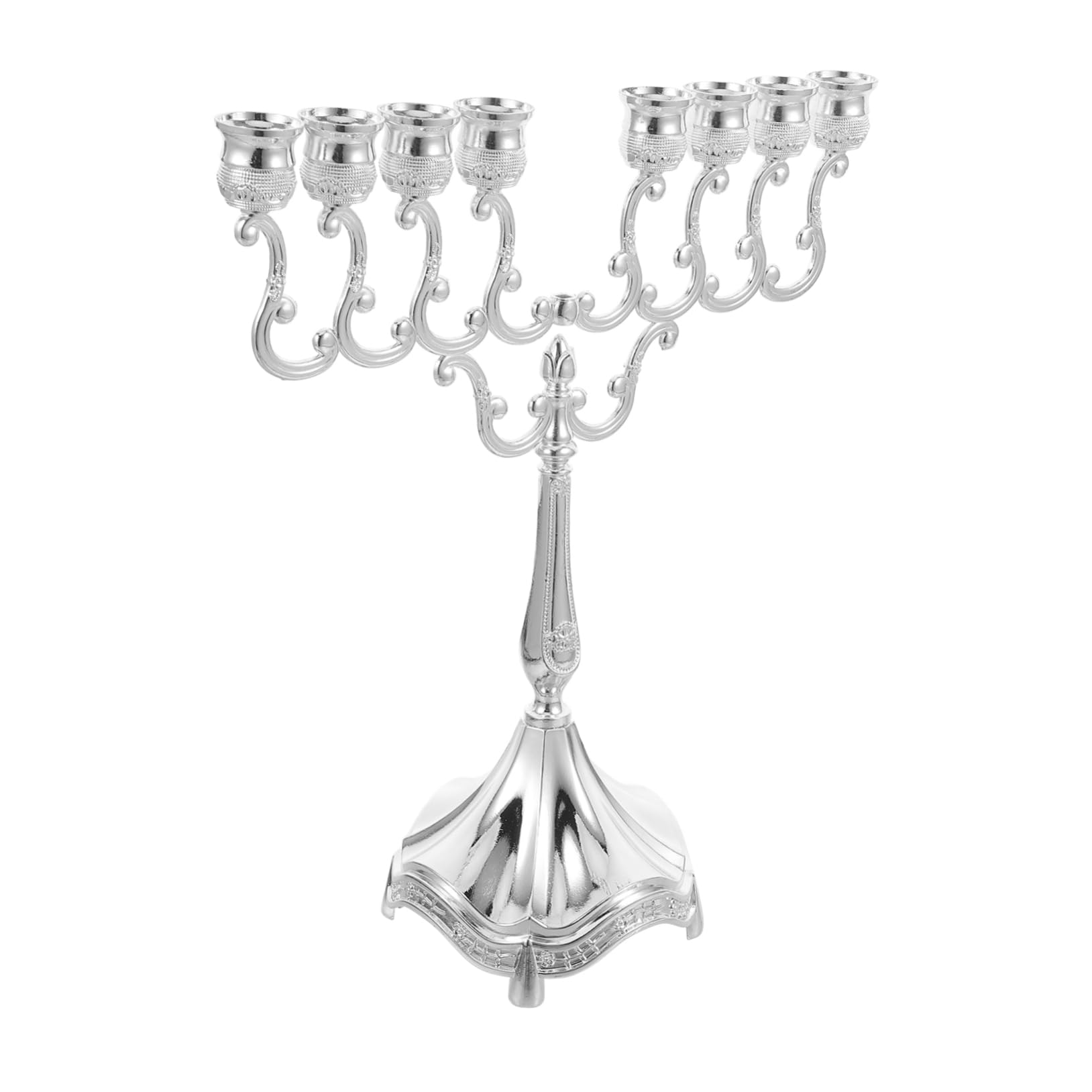 IMIKEYA Candelabro de Metal 9 Brazos para Menorá de Hanukkah, Decoración Elegante y Romántica para Mesa de Comedor y Espacio de Fiesta