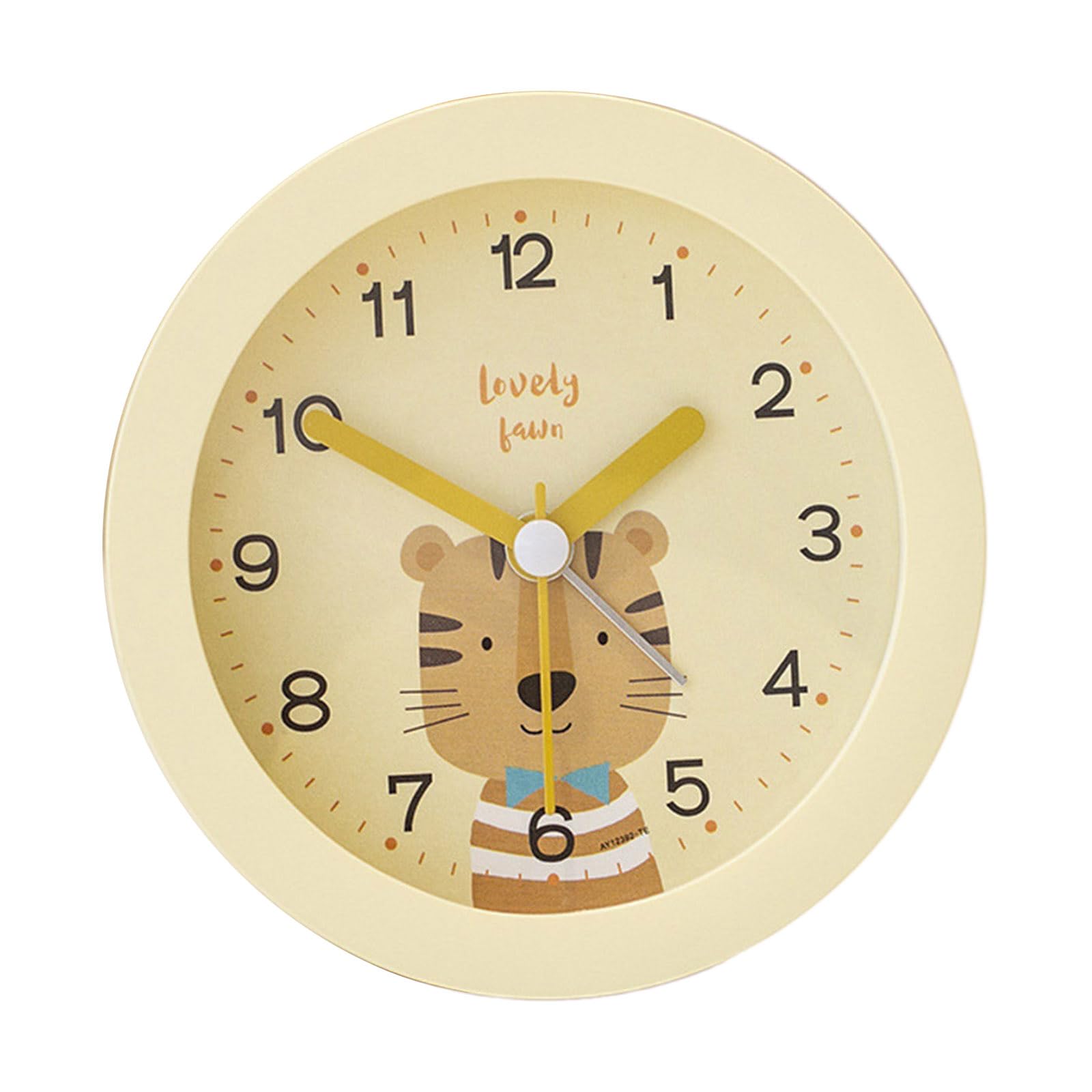 Kalttoy Girls Yellow Tiger Friendly Kids Alarm Clock With Snoozes, Nightlight, Quiet Operate, (Requires 1 Aa Battery Not Included) Boys Alarm Clock