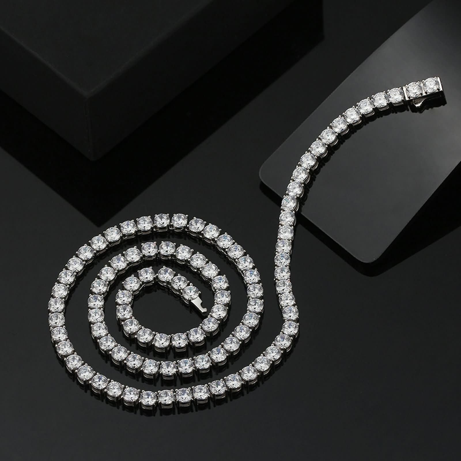 Collane in Argento Donna,Donna Catenella per Collana Argento Sterling 925 Catena da Tennis con Zirconia Cubica Collana Catene Argento