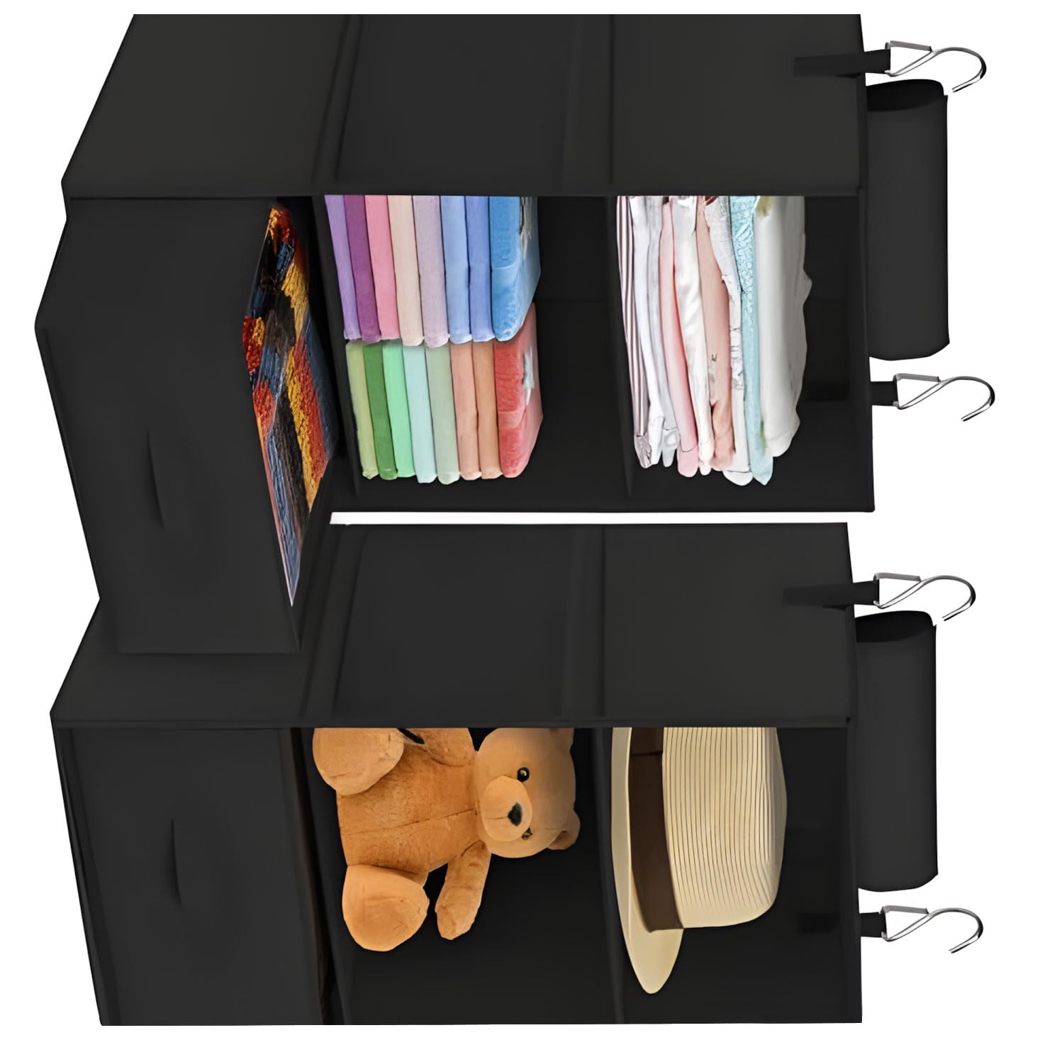 JSGHGDF 2 Pieces Space Saving Wardrobe Holders Including Board for Clothes Towels Blankets Multi Foldable Closet