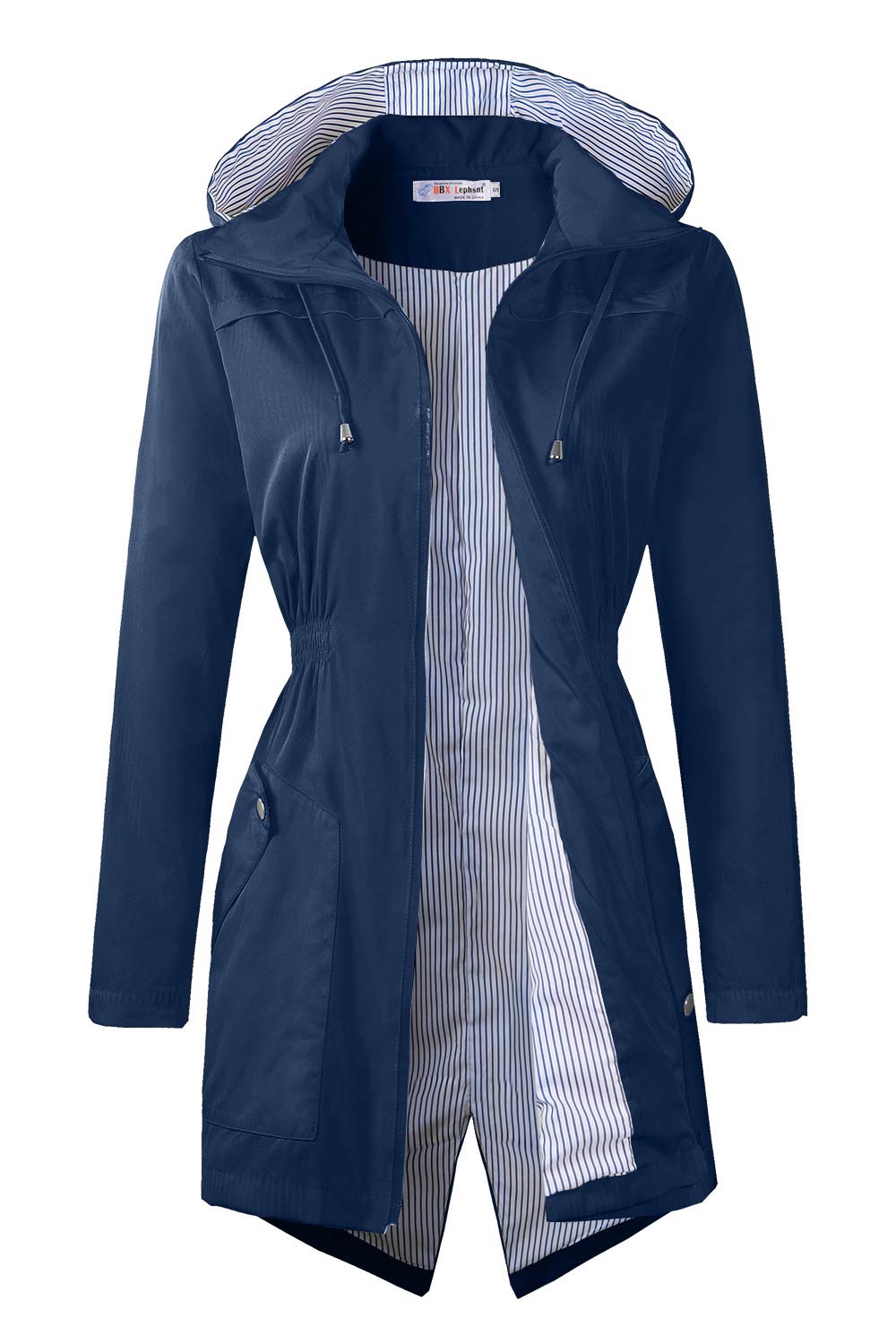 BBX Lephsnt Womens' Waterproof Lightweight Raincoat Hooded Outdoor Hiking Long Rain Jacket