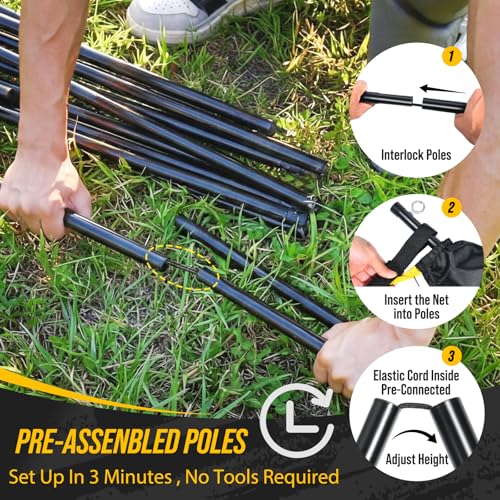 Image of Volleyball Badminton Pickleball 3-in-1 Combo Net Set, 5.1-7.4ft Adjustable Height Sports Nets for Backyards, Portable 17ft Outdoor Net with Carry Bag, Rackets and Balls
