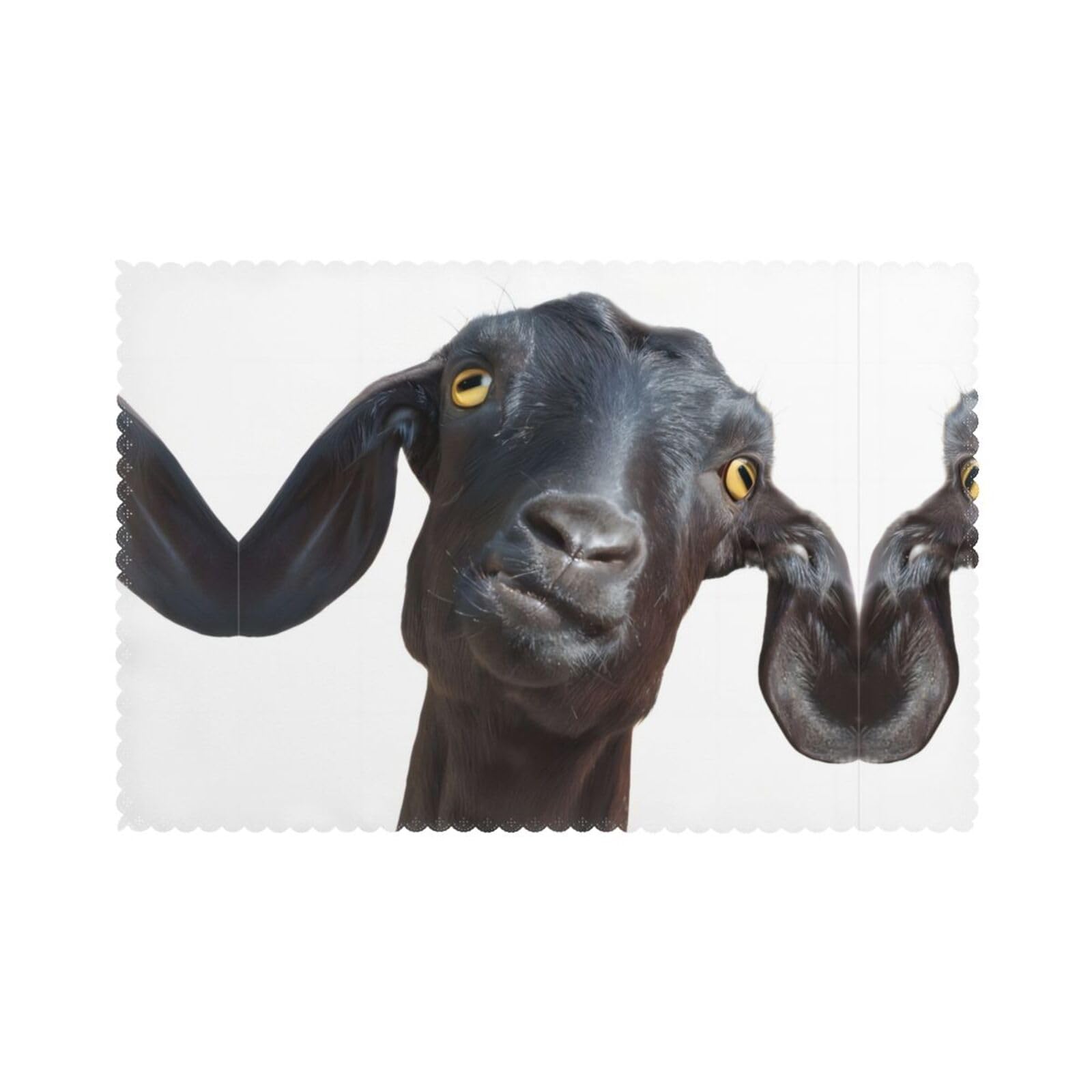 Cute Black Goat Animal Printed table mat set (6 pieces) - Aesthetic upgrade for family gatherings and hotel banquets
