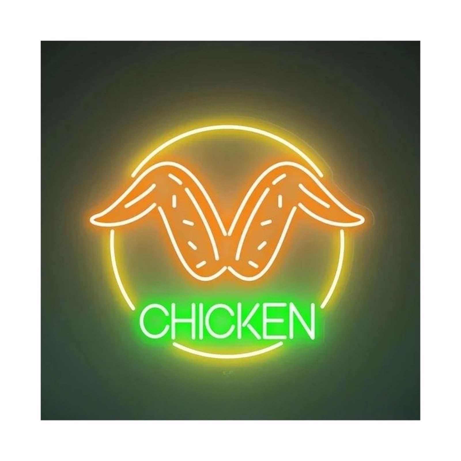 Insegna al Neon Ali Di Pollo Fritte, Insegna Al Neon, Lampade A Per Modelli Di Cibo, Decorazioni Per Feste Di Famiglia, Ristorante, Cucina,45x39cm(E)