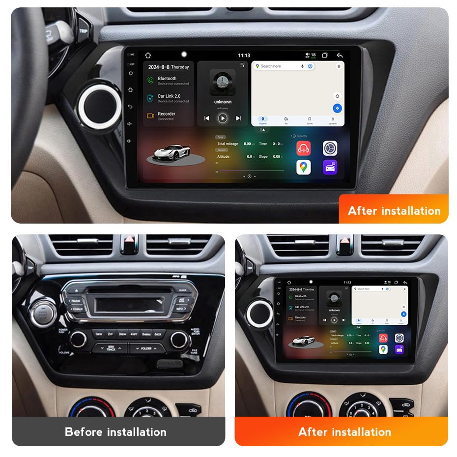 Reproductor multimedia de 9'' con Android 14 para salpicadero Kia Rio 2