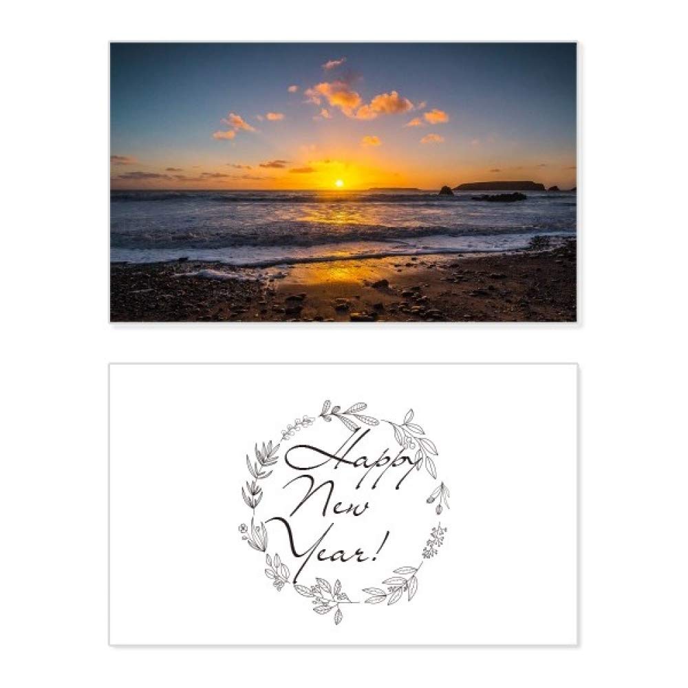 Tarjeta con mensaje de bendición de año nuevo con imagen de océano 5
