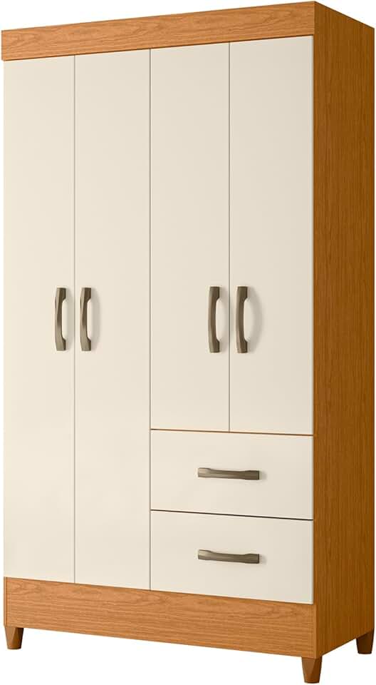 Guarda Roupa 4 portas e 2 gavetas Mobi Cinamomo/Off White Moveis Albatroz