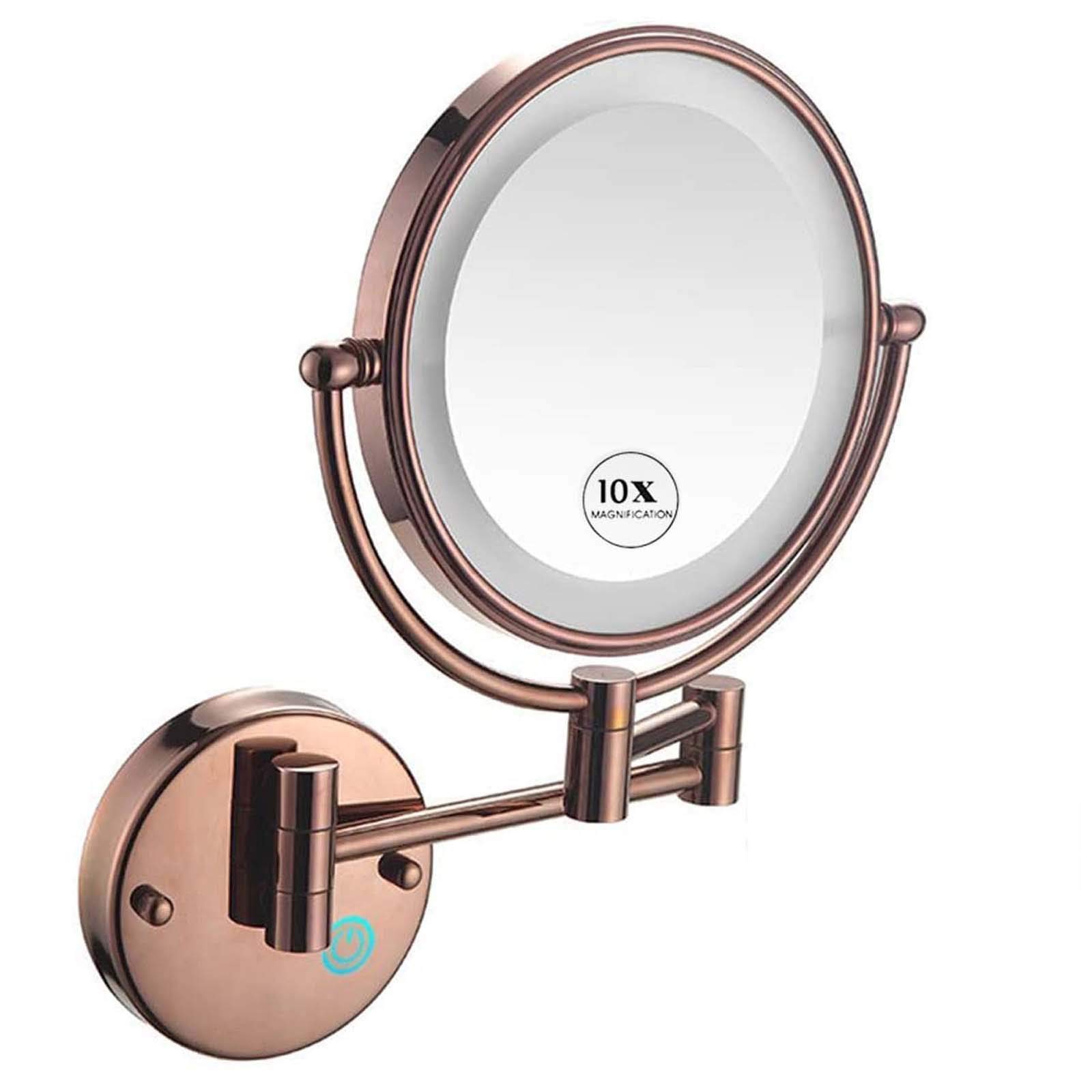 Miroir de maquillage mural grossissement 10X miroir de salle de bain rond double face USB 8 pouces