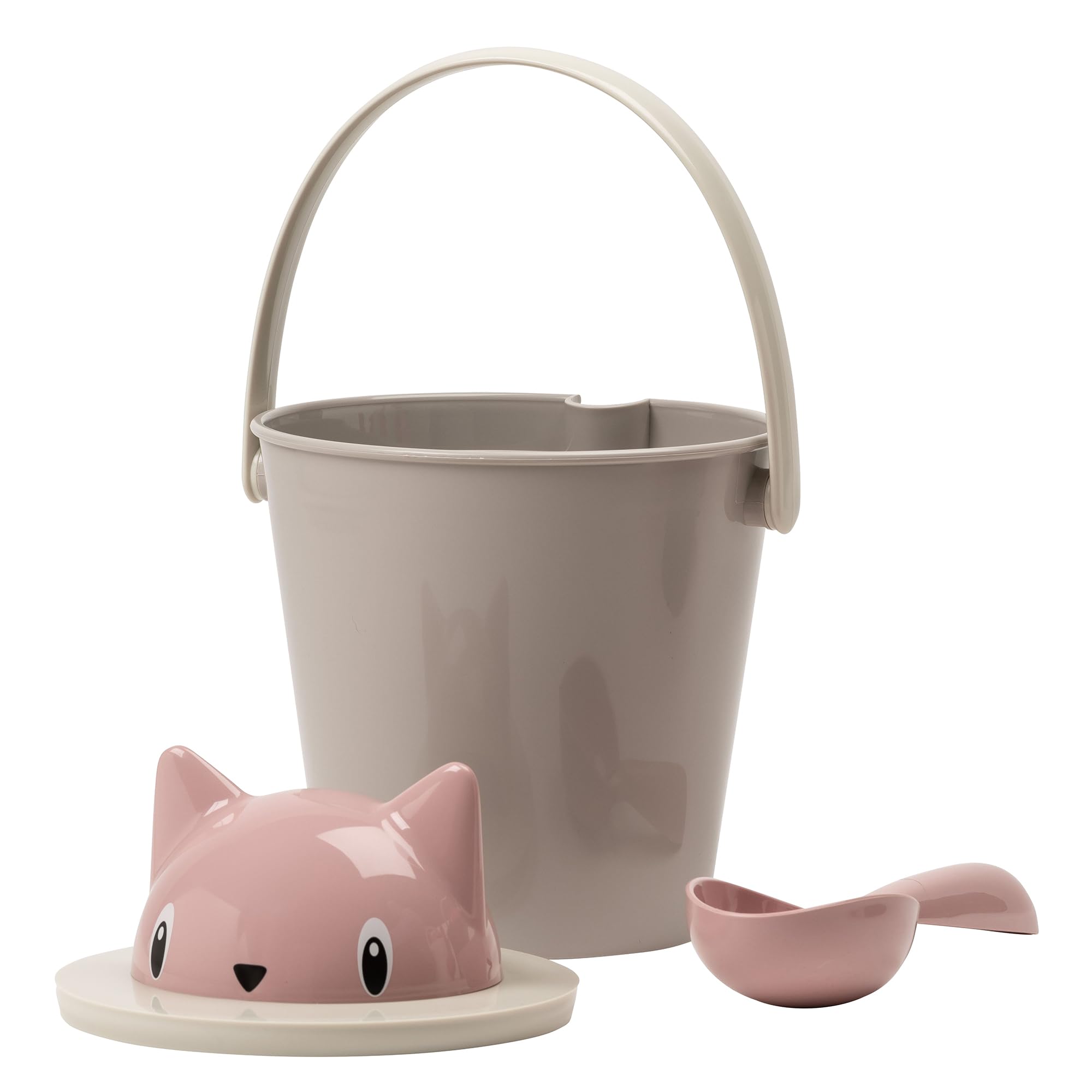 United Pets Crick - Seau à Croquettes pour Les Chats, fabriquè en Italie, cuillère-Mesure Incluse. Couleur: Rose/Gris. Designer: Giovannoni