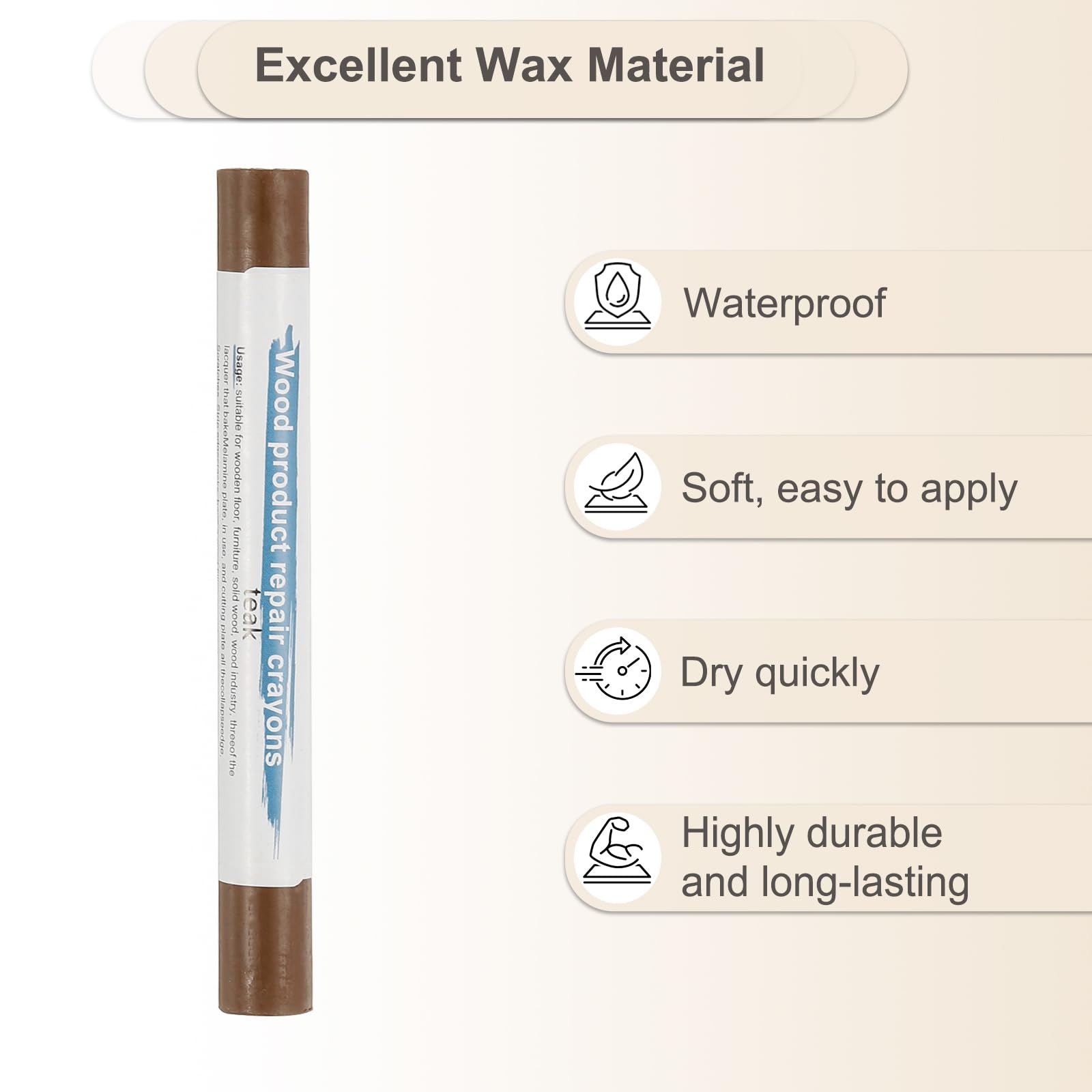 PATIKIL Furniture Repair Crayons, 4 Pcs Wax Wood Filler Sticks Wood Wax Crayons for Scratches Wood Floor Holes Tables Teak - Image 3