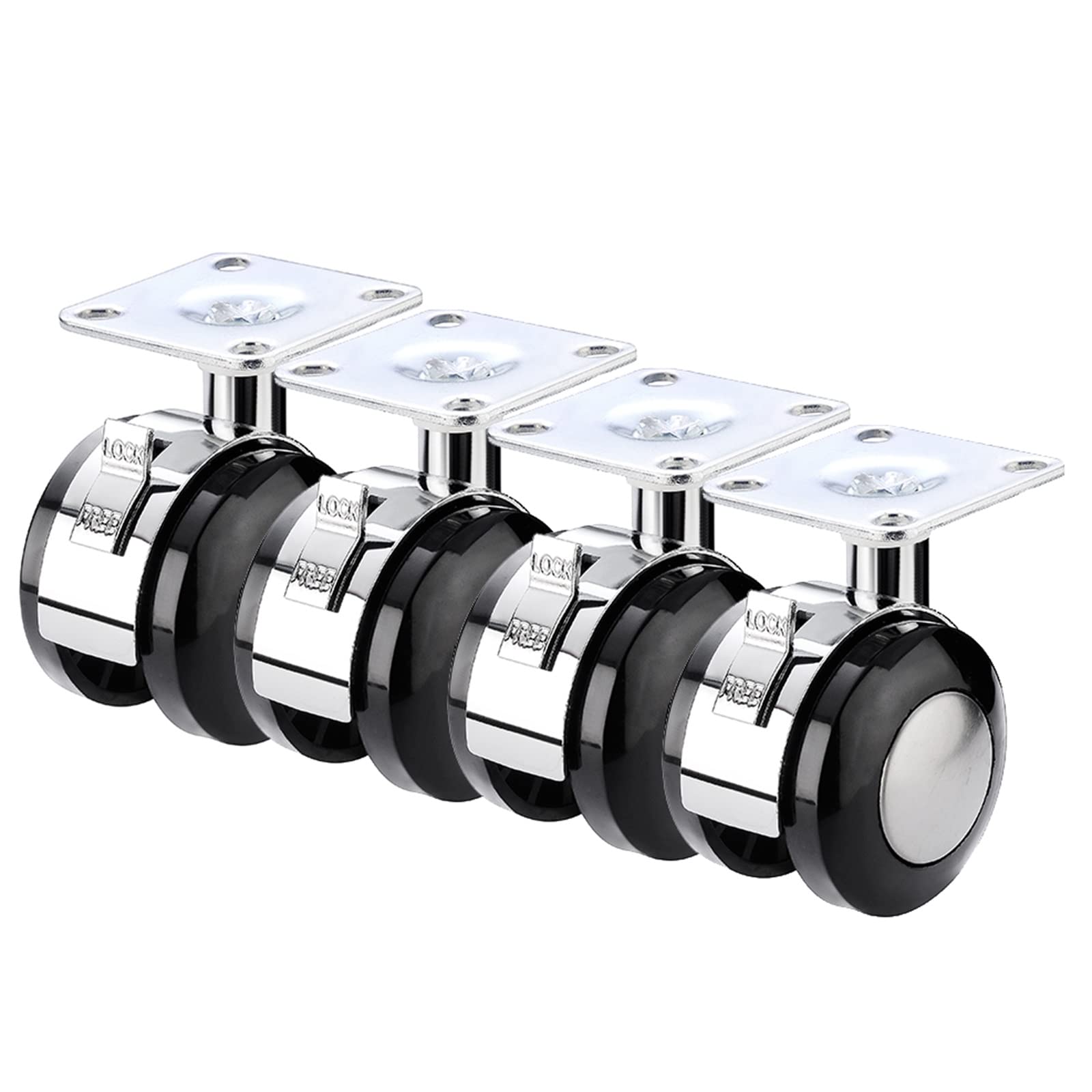 Roulettes pivotantes 50mm avec frein lot de 4 pour meubles et tables basses