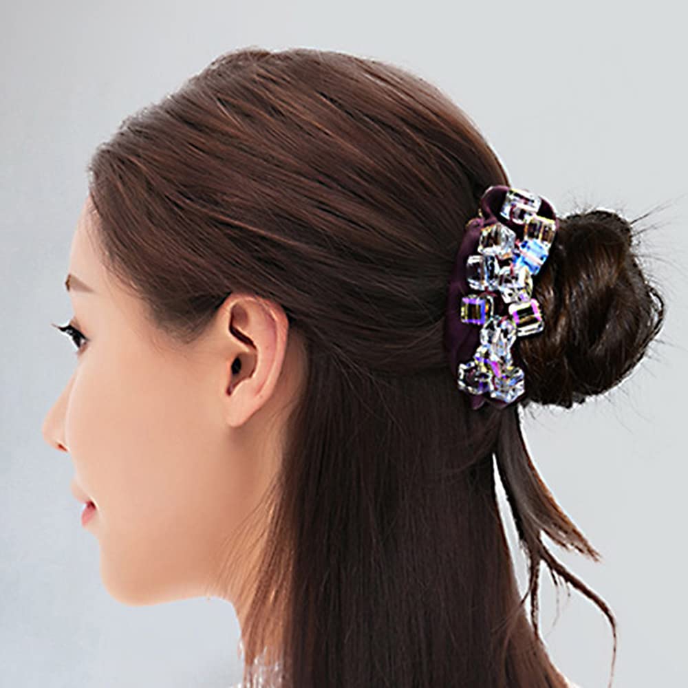 Amazon | シュシュ リボン キューブ ヘアゴム クリアストーン 大人っ 