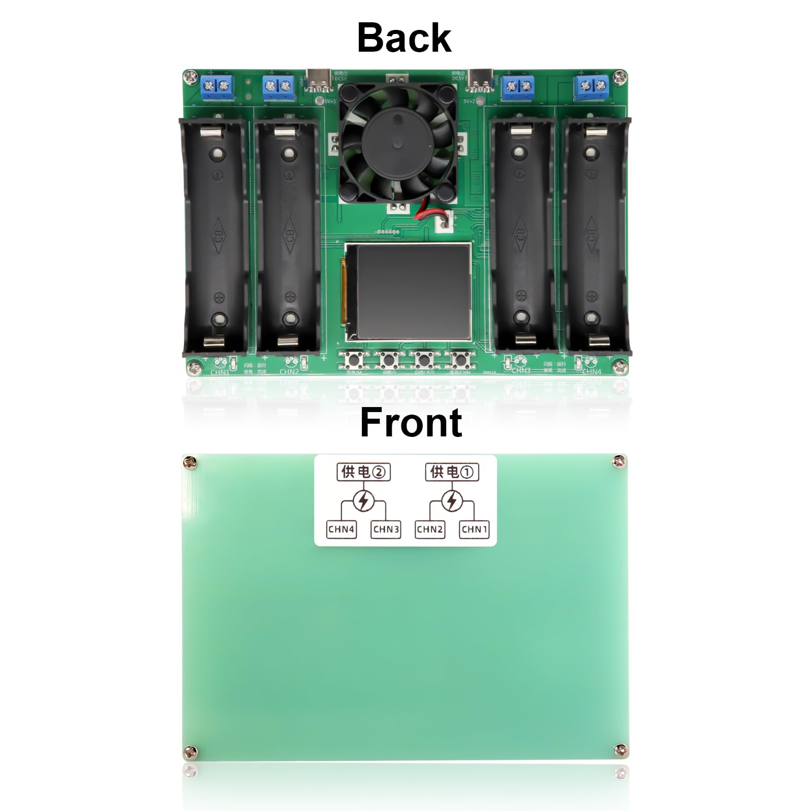 AYWHP Tester di capacità della batteria 4 canali 18650 con tipo C display LCD per batteria al litio