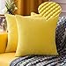 MIULEE Housses de Cousssin en Polyester Doux Granulés Carré Taies d'oreiller avec Granules décoratifs Solid pour Canapé Chambre Salon 40x40cm, 2 pièces Jaune Citron