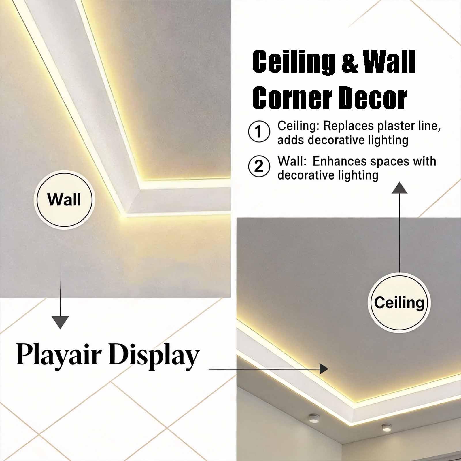 100 300 500 Cm Moulding Led Indirect Lighting Channel for Home, 69 Mm Height Ceiling Trim Edge for Light Fixtures, Wall Led Strip Light Cover Diffuser(L 450 cm)