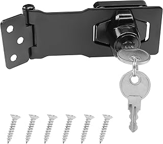YAODHAOD Keyed Hasp Locks Twist Knob Keyed Locking Hasp, Catch Latch Safety Lock Door Lock Cabinet Knob Lock with Keys for Small Doors, Drawer, File Cabinet (Black, 3 Inch)