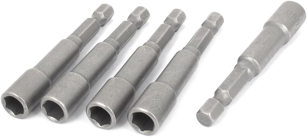 uxcell 1/4-inch Shank 5mm Hex Socket Nut Setter Drivers Bit Adapter 5pcs
