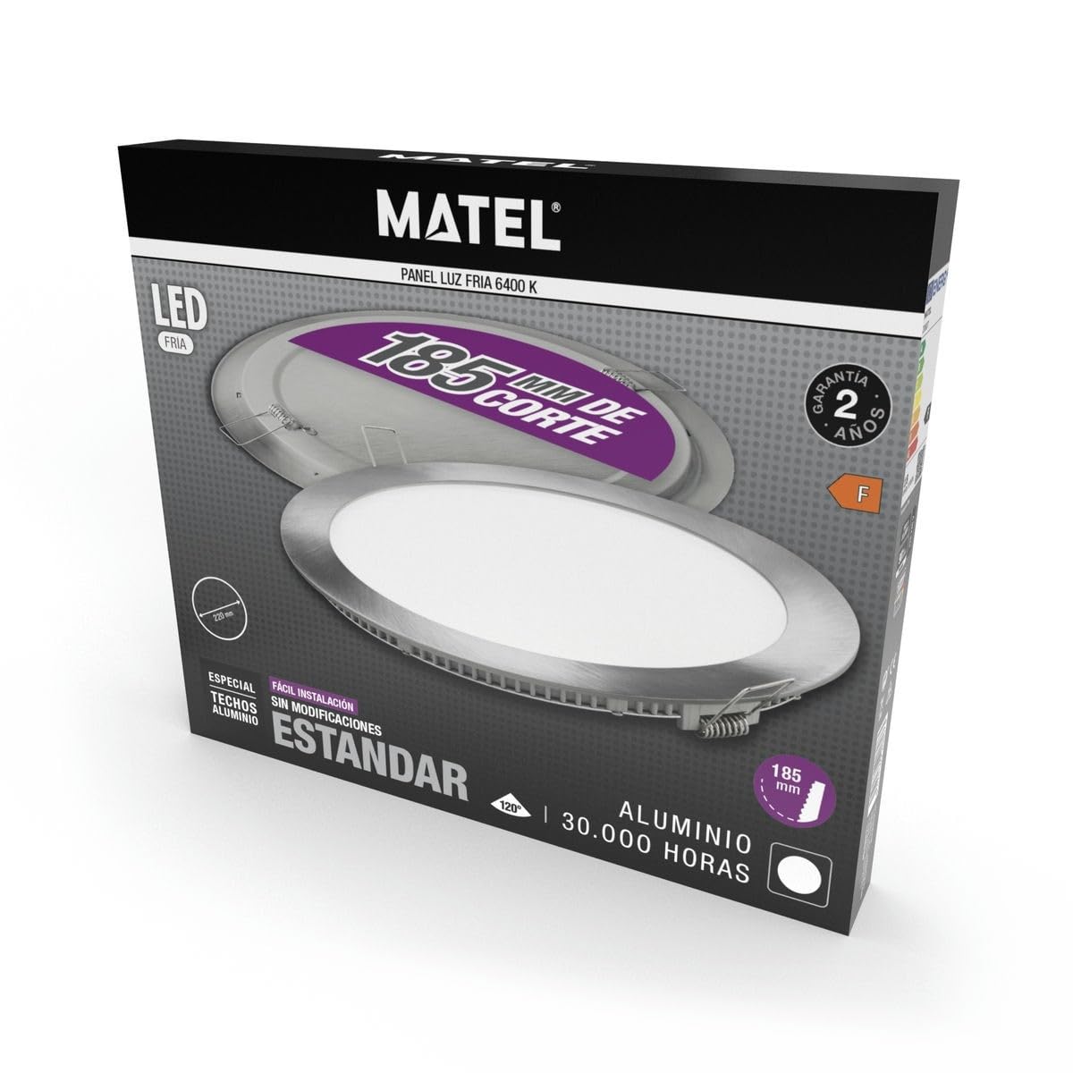 Downlight led corte 185mm.plata 18w.fri