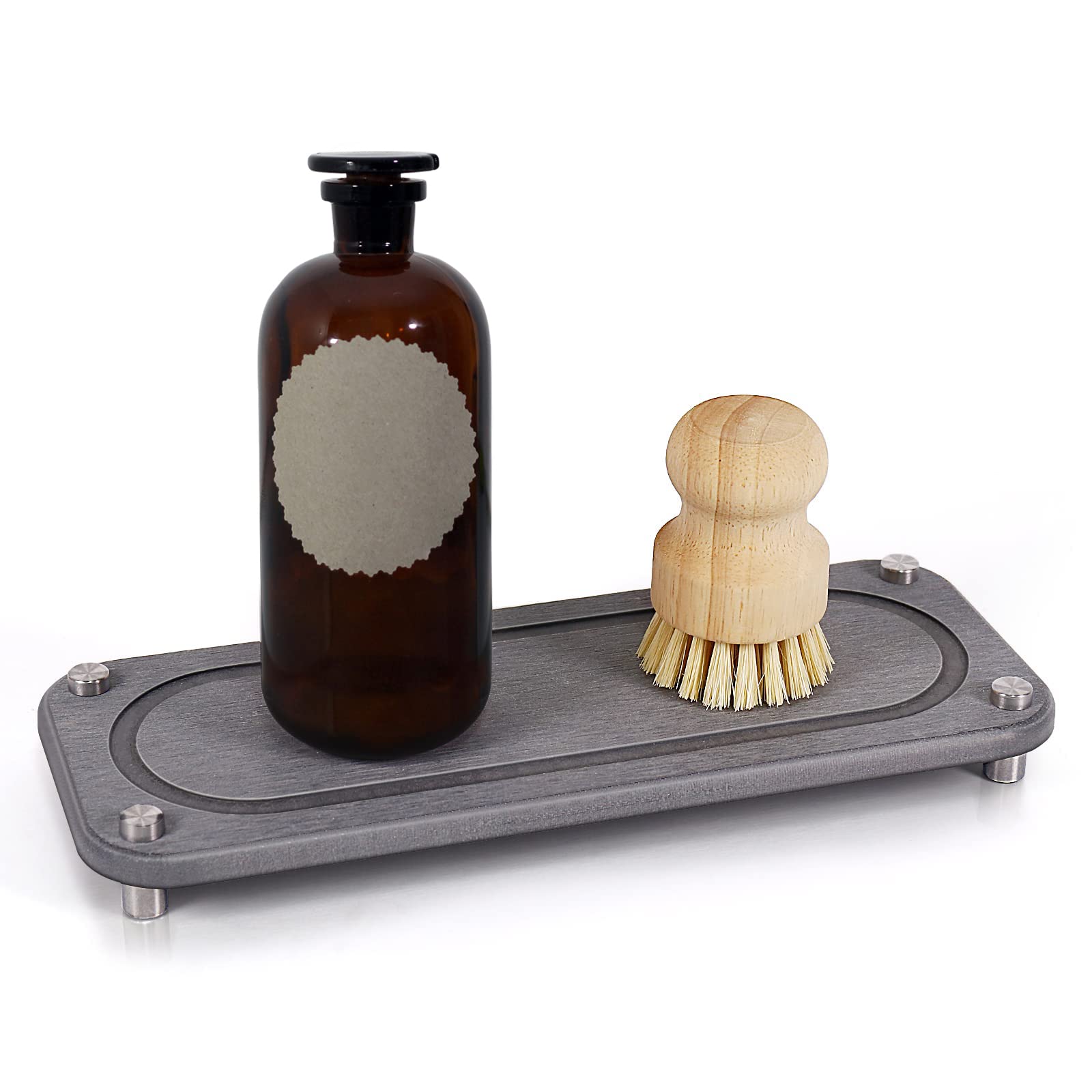 Sink Caddy Water Absorbing Stone Tray for Sink Diatomaceous Earth Instant Dry Sink Organizer Sponge Holder Soap Tray Drying Stone for Kitchen Bathroom Vanity Countertop Bottles Brush Candles Decor