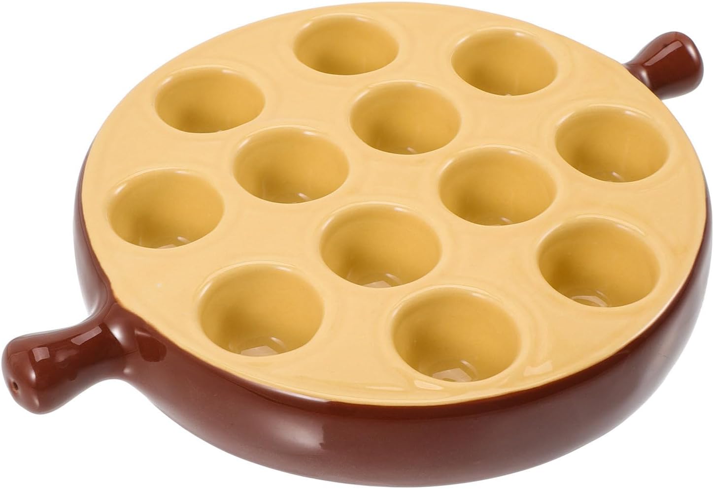Ceramic Escargot Serving Dish Handle, 12 Holes Snail Baking Plate for Grilled Shellfish, Oven Safe, Suitable for Home and Restaurant