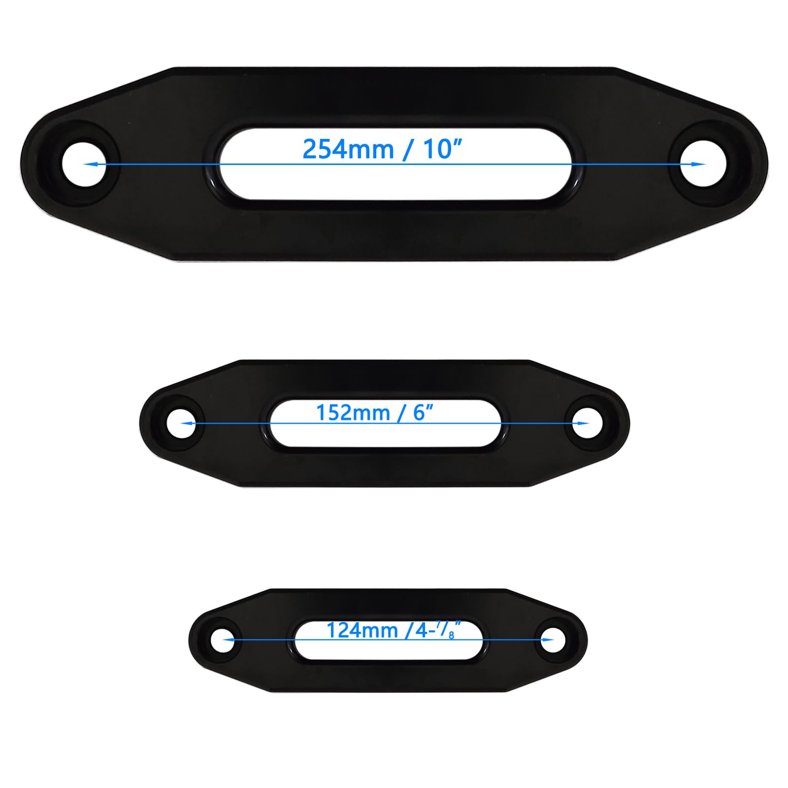 Guide-câble Hawse en aluminium pour treuil VTT/UTV 2000-13000 LBs brillant (noir) (254 mm)