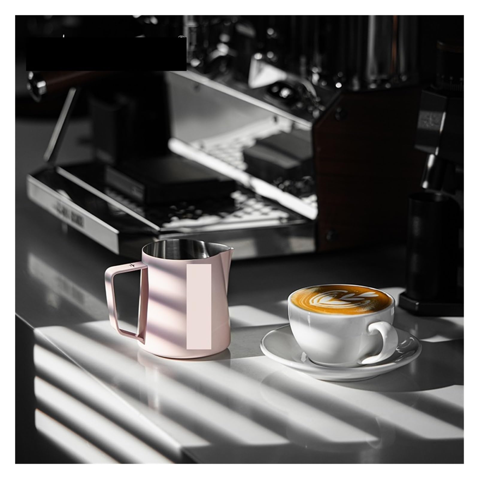Compatible con jarra for espumar leche, jarras rojas de acero inoxidable 500ml, herramienta café for capuchino/Latte Art(500ml,White)