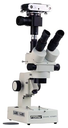 Fowler Microscopio estéreo triocular 53-640-877, aumento 7X-45X, incluye oculares 10X y oculares con adaptador de cámara de 1.378 in