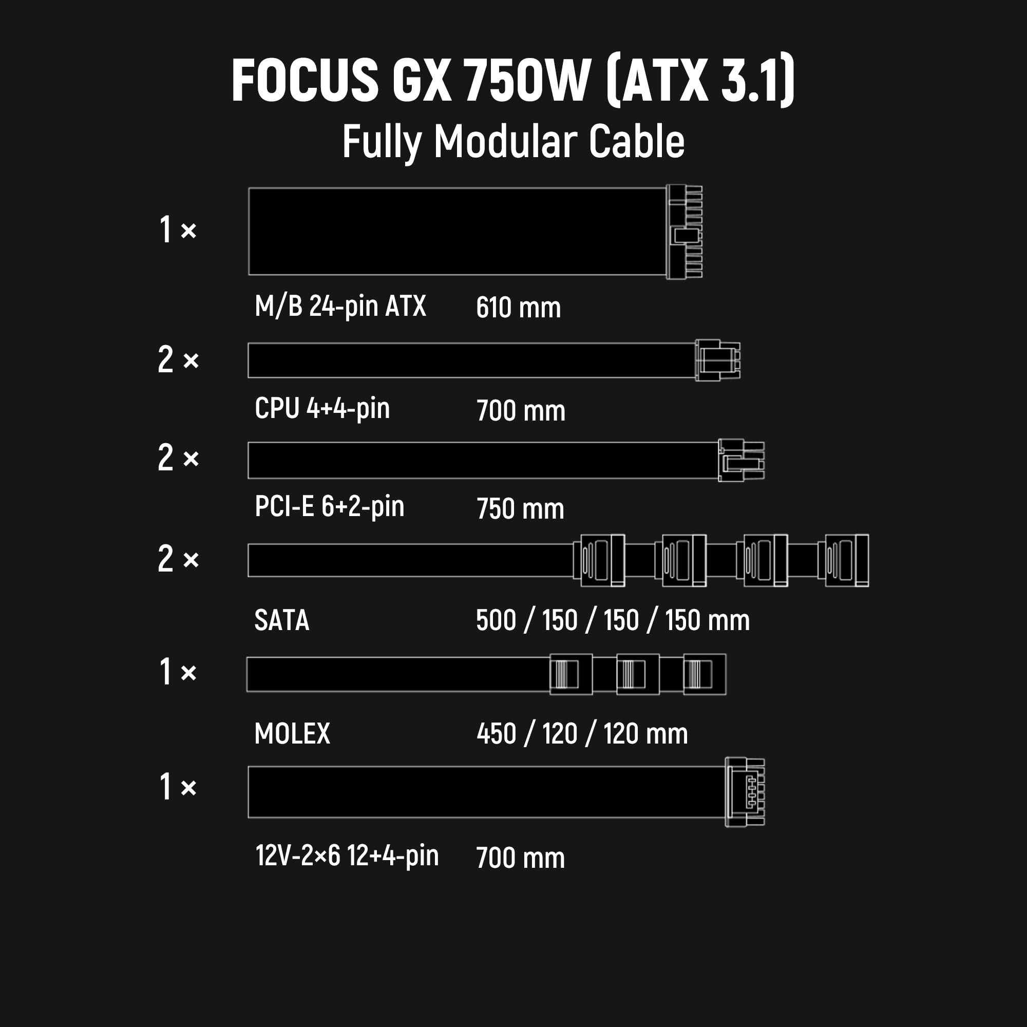 Seasonic Focus V4 GX-750 (ATX3) - 750W - 80+ Gold - Full-Modular