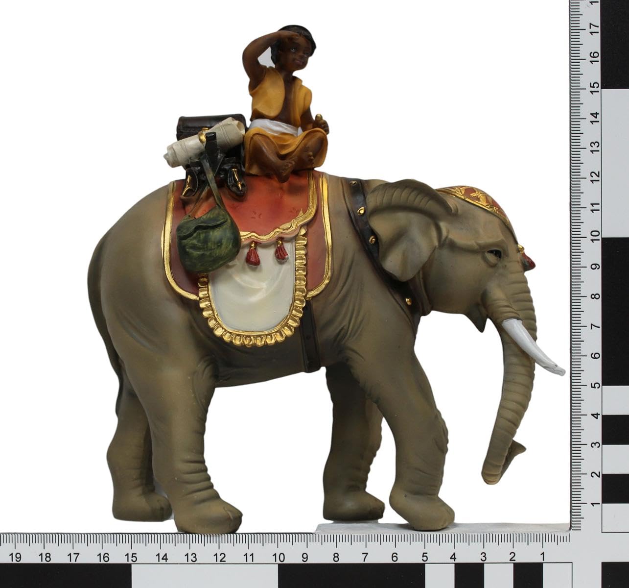 ZICOM Krippenfigur Miniaturfigur Miniatur Elefant mit Mohr Höhe 18,2cm handbemalt Polyresin, Modellbau Puppenhaus Miniaturlandschaft
