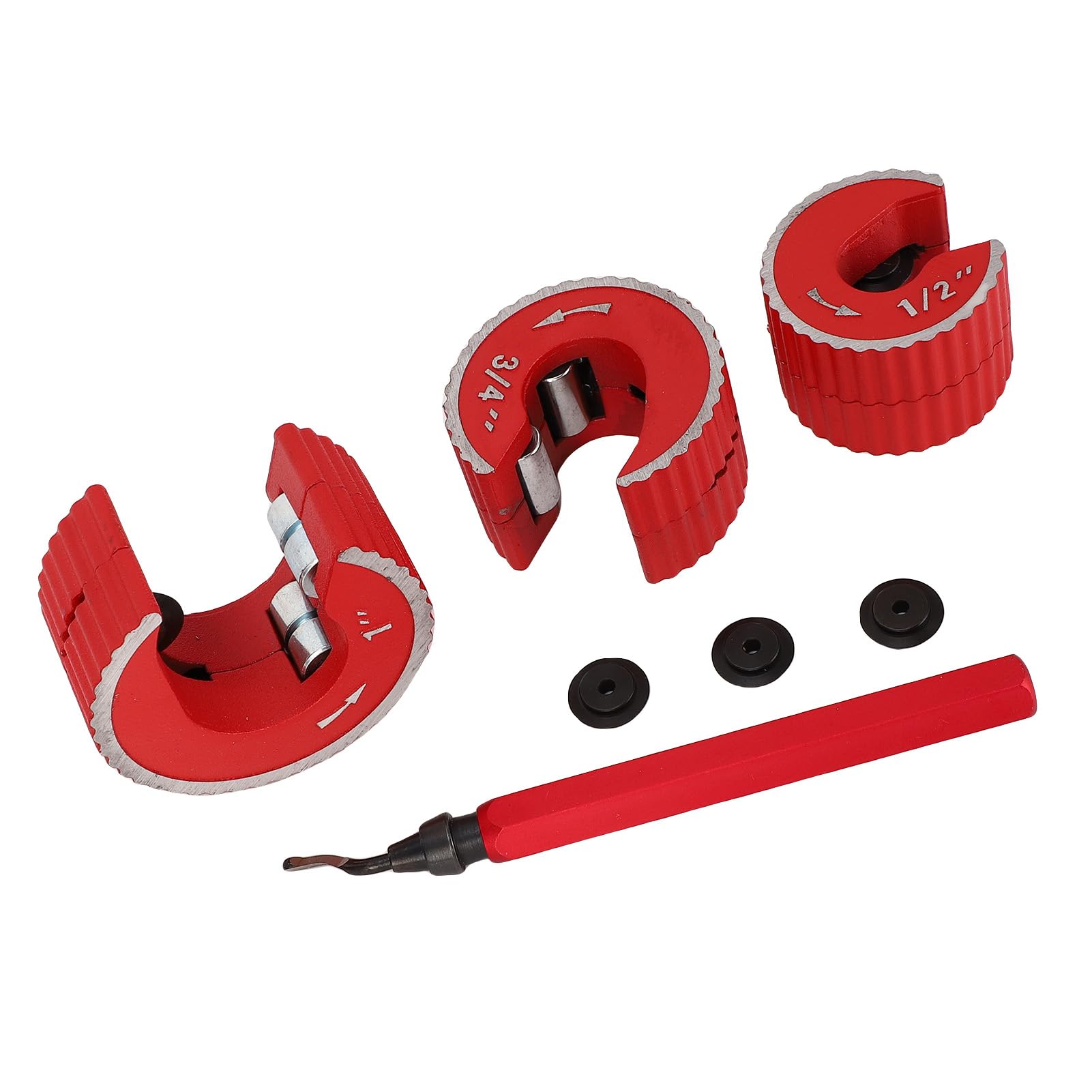 Set di tagliatubi di qualità professionale con strumento di sbavatura per tubi in rame, PVC e alluminio, 3 misure da 1/2, 3/4 e 1 pollice, riparazione idraulica HVAC, costr