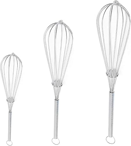 Chandler Juego de 3 batidores de globos de acero inoxidable Látigo de alambre de mano, bigotes y batidores Bonny para cocinar SS304 antioxidante y