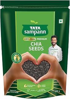 Tata Sampann Pure Chia Seeds, 500g, Rich in Calcium & Protein, Source of Iron, Trans Fat Free, Rich in Magnesium, Rich in ... Price In India