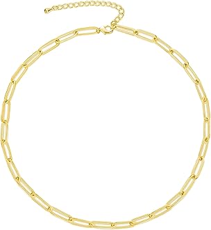 Tewiky Gold Chain Necklace for Women, 14k Gold Plated Thin Beaded Wave Box Chain Necklace Dainty Gold Necklace Simple Layered Gold Choker Necklaces Minimalist Gold Link Chain Necklace Trendy Jewelry