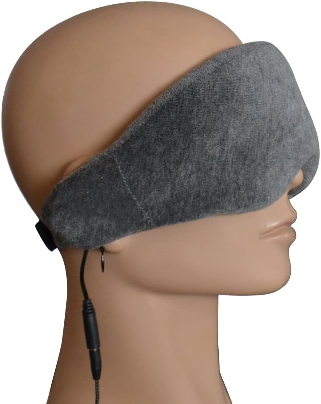 Wired Eye Mask Headphone Music Sleeping Eyemask 3.5mm Audio built in Speaker Plug and Play No Power required Soft Memory Foam Material Washable design Color Grey
