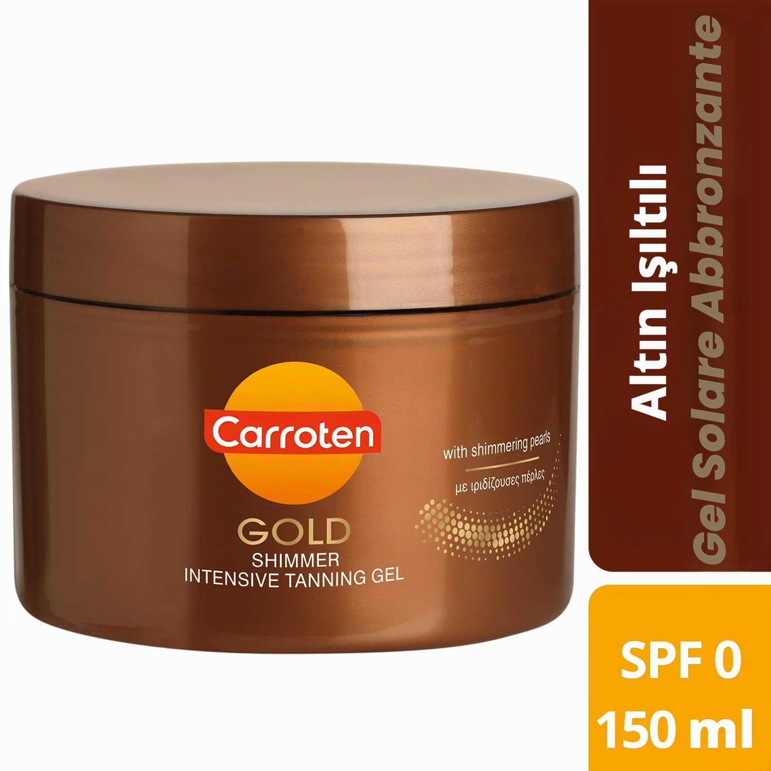 Carroten Gold Shimmer Intensive Tanning Gel 150 ml – Tan Express Accelerator for Shine Brown – Sunbed Tanning Accelerator – Sunscreen without SPF Summer
