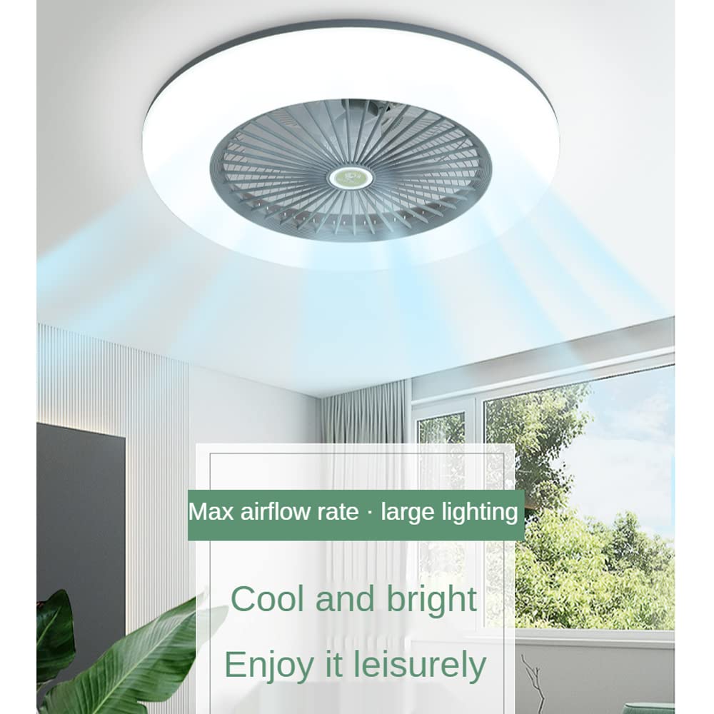 Ventilador de techo empotrado grande de 55 cm para interiores modernos con luces Control remoto Ventilador de techo sin aspas cerrado de perfil bajo, para dormitorio, habitación, espacio peque