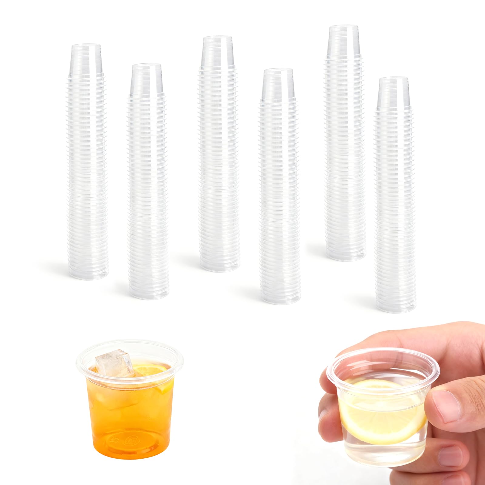 Opakowanie 300 przezroczystych plastikowych kieliszków do shotów, 20 ml, plastikowe kieliszki do shotów, plastikowe kubki do shotów, wielokrotnego użytku, plastikowe kubki do picia na bankiety, wesela