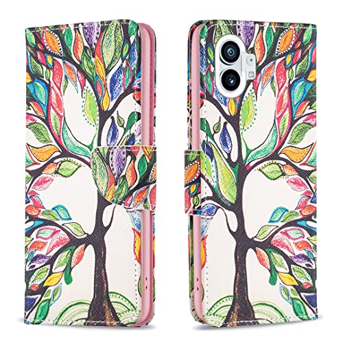 Nothing Phone 1 Case Shockproof Slim PU Leather Flip Pouch Wallet Phone Silicone Phone Cover with Magnetic Stand Card Holder Slot Protective Smartphone Cases for Nothing Phone One The Tree of Life