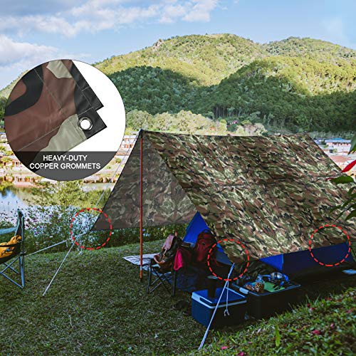 Fousam Camo Poncho, Waterproof Ripstop Hooded Raincoat Lightweight Packable Rain Cover for Hunting Camping Backpacking Emergency Tent Shelter Us Woodland