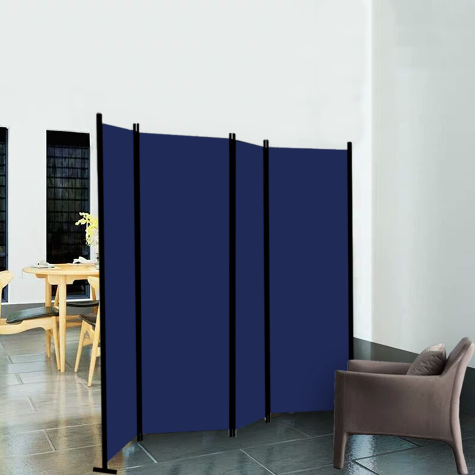 GOJOOASIS Room Dividers Folding Privacy Screens 4 Panel Partition (Blue