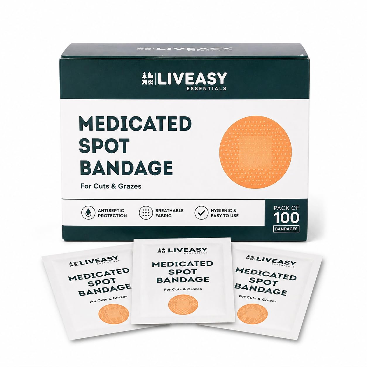 LIVEASY Essentials Medicated Spot Bandage, 100 Pieces-picture-45